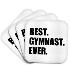3dRose InspirationzStore Typography - Best Gymnast Ever - Fun Gift for Talented Gymnastics Athletes - Text - Coasters (CST_185006)