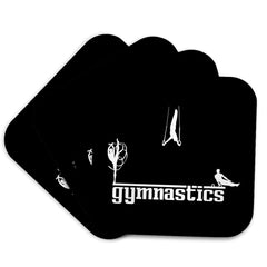 3dRose Alexis Design - Sport Gymnastics - Male and Female Sportsmen. Text Gymnastics. Stylish. White on Black - Coasters
