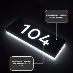 Metal Backlit Address Plaque – Custom LED House Address Sign
