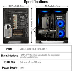 Gaming PC Ryzen 5 5500, Geforce RTX 3050 8GB, 16GB DDR4 3200Mhz RAM, 512GB SSD, Prebuilt Desktop Computer for Gaming & Productivity