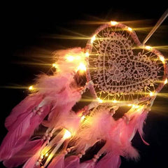 2-Pieces: Romantic LED Dream Catcher with Feather Dreamcatcher Night Light