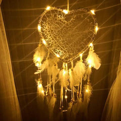 2-Pieces: Romantic LED Dream Catcher with Feather Dreamcatcher Night Light