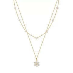 Daisy Pearl Layered Necklace