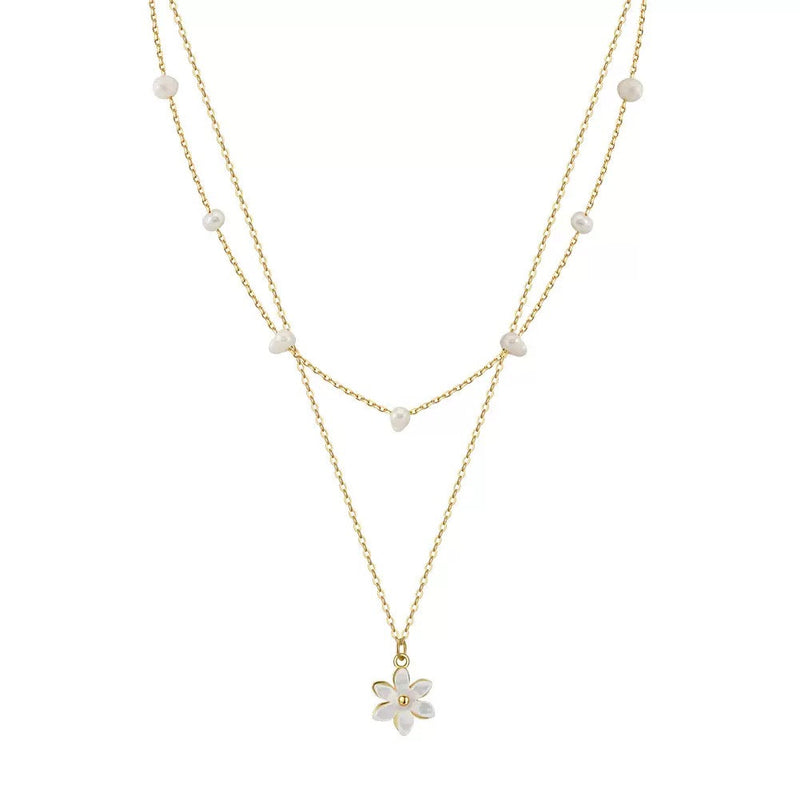 Daisy Pearl Layered Necklace