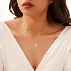 Daisy Pearl Layered Necklace