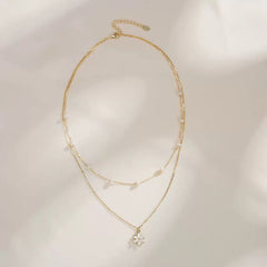 Daisy Pearl Layered Necklace