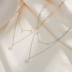 Daisy Pearl Layered Necklace