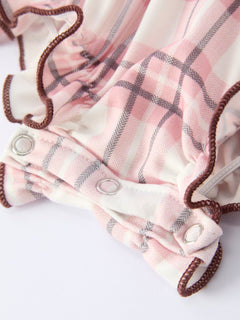 Western Horse Embroidered Smocked Plaid Baby Girl Romper