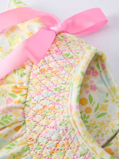 Spring Floral Smocked Girl Dress