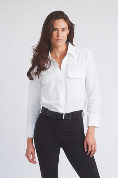 Jessica | Seersucker Equestrian Button-Down Shirt | Ivory