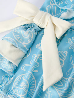 Spring Ocean Girls Romper Bow Ruffle