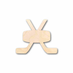 Unfinished Wood Hockey Sticks Pair with Puck Silhouette - Craft- up to 46" DIY