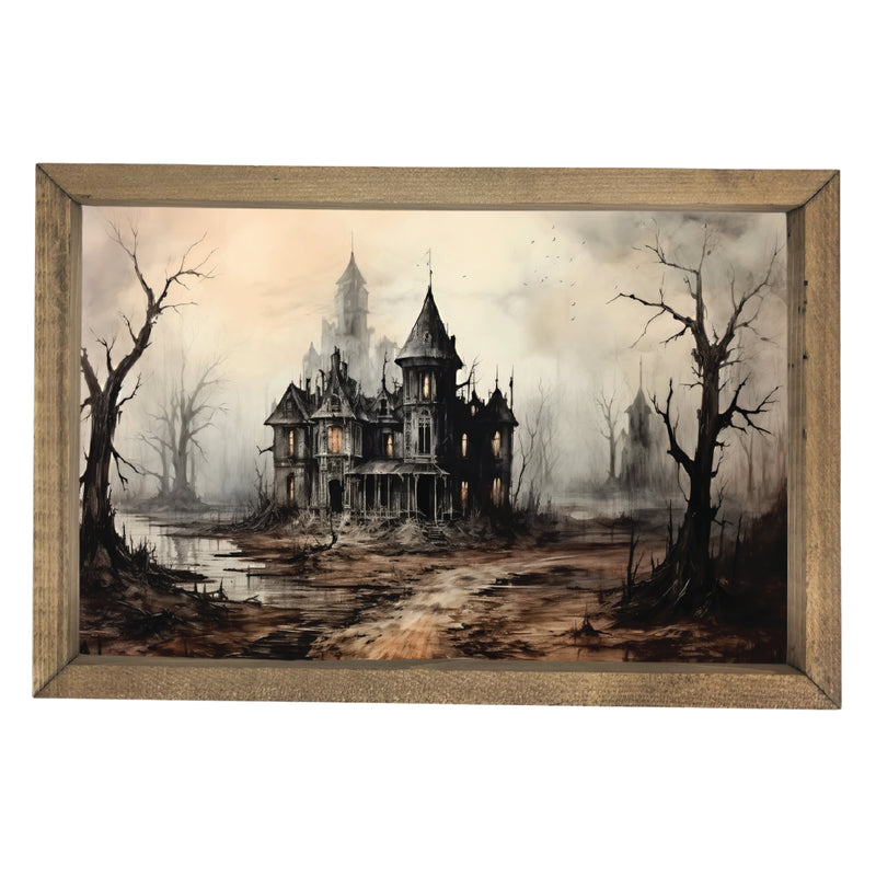 Haunted House in Woods Framed Art