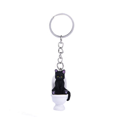 Creative Cartoon Cat Toilet Keychain DIY Accessories