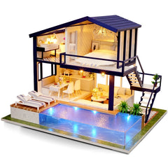 Doll House Wooden Furniture Diy House Miniature Box Puzzle Assemble 3D Miniaturas Dollhouse Kits Toys For Children Birthday Gift