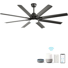 66" Smart Ceiling Fan with LED Light | 8-Blade Dimmable Fan with DC Motor, Remote, App & Voice Control — Alexa & Google Home Compatible