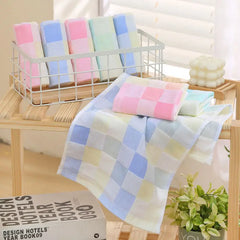 Color Grid Cotton Hand Towel - Super Soft Gauze (1PC)