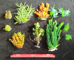 Premium Artificial Aquarium Plant Package for Fish Tank, Small Garden