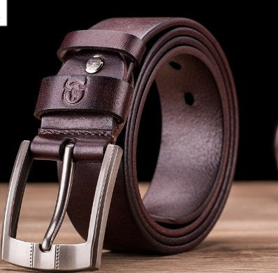 Genuine Leather Thick Belt for Men with Pin Buckle