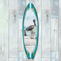 Pelican Surfboard Coastal Door Art by G. DeBrekht - Coastal Sea-Life Decor - 8490107HS