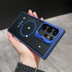 Magnetic Lens Frame Samsung Galaxy Case with Metal Kickstand