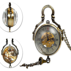 High-Quality Large Mechanical Pocket Watch with Crystal Ball