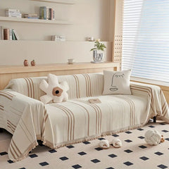 Soft Chenille Sofa Throw with Tassels and Washable Cover