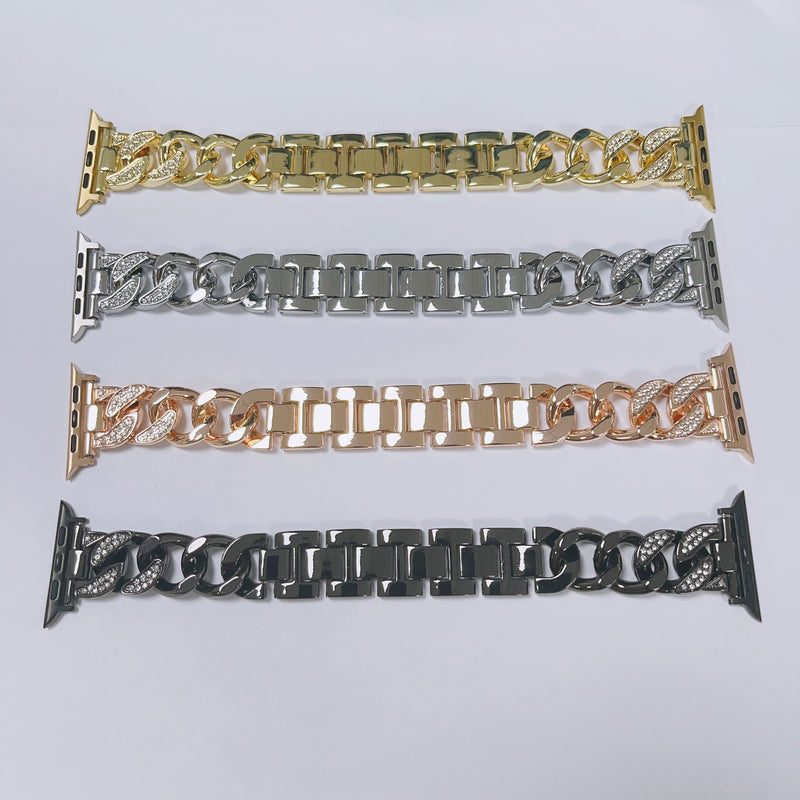 Apple Watch Diamond-Studded Denim Chain Band