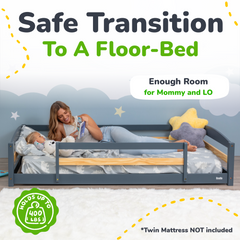 Twin Floor Bed with Safety Guardrails for Kids - Montessori Inspired