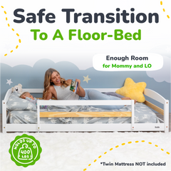 Twin Floor Bed with Safety Guardrails for Kids - Montessori Inspired