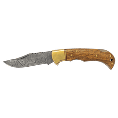 3.75" Damascus Steel Knife with Acadia Wood & Sheath