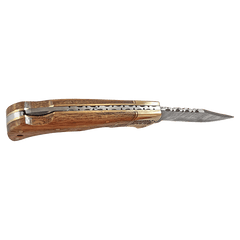3.75" Damascus Steel Knife with Acadia Wood & Sheath