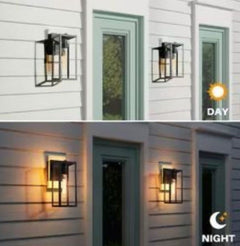Open Box LNC Modern Black 1-Light Outdoor Wall Lantern Industrial Rectangle Exterior