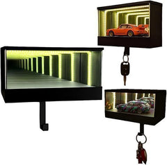 Garage Key Rack 3D Wall Mirror LED Light Display Box