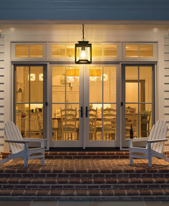 Brand New Osimir Outdoor Pendant Light for Porch, 1-Light Black Hanging Porch Light Modern Exterior Hanging Lantern with Cylinder Glass and Adjustable Chain for Gazebo, 2353/1H