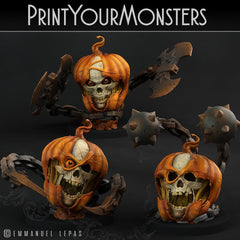 3D Printed Print Your Monsters 3 Skull Pumpkins Pumpkins Attack Pack II 28mm - 32mm D&D Wargaming