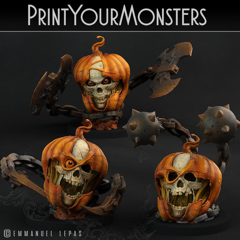 3D Printed Print Your Monsters 3 Skull Pumpkins Pumpkins Attack Pack II 28mm - 32mm D&D Wargaming