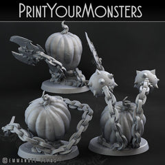 3D Printed Print Your Monsters 3 Skull Pumpkins Pumpkins Attack Pack II 28mm - 32mm D&D Wargaming