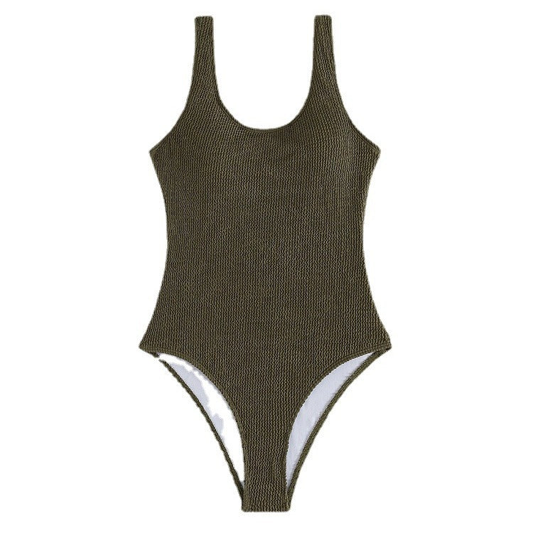 Green Backless One-Piece Swimsuit for Women