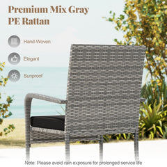 3 Piece Patio Furniture Set with Seat Cushions and Tempered Glass Tabletop for Balcony