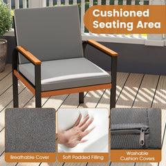 3 Piece Patio Furniture Set Outdoor Conversation Set with Coffee Table-Grey