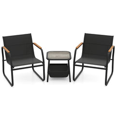 3 Pieces Patio Furniture Set Outdoor Bistro Conversation Set-Brown
