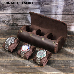 Vintage Crazy Horse Leather Watch Storage Box (Set of 3)