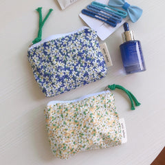 Mini Cotton Floral Makeup Bag for Women and Children