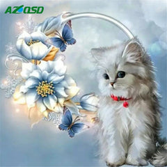 Cat and Flower Diamond Painting Kit