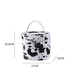 Cow Print PU Makeup Bag - Women's Travel Organizer