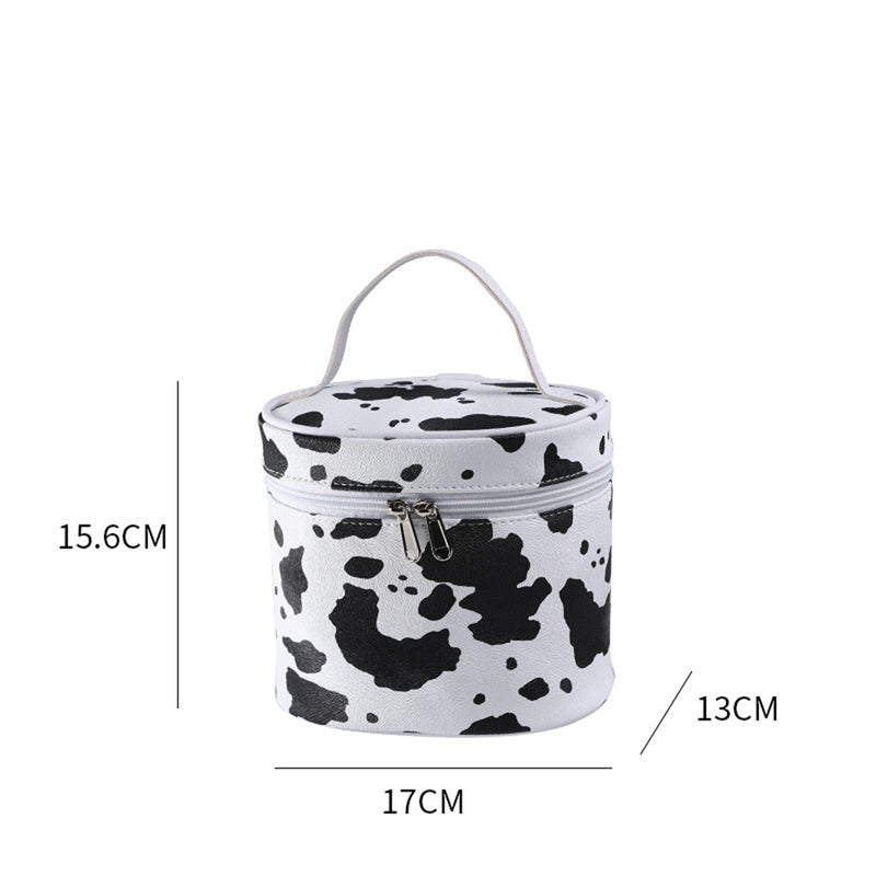 Cow Print PU Makeup Bag - Women's Travel Organizer