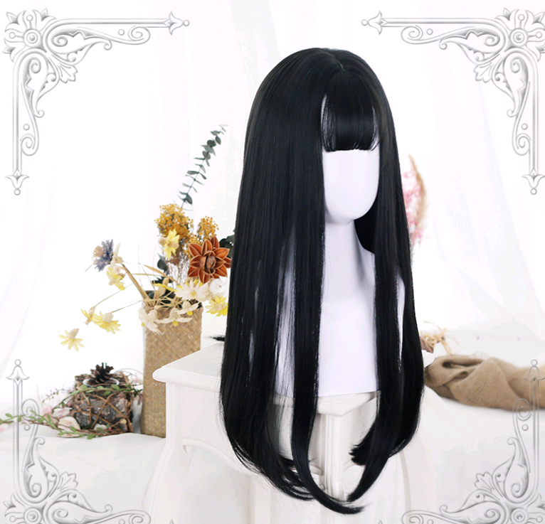 Lolita Wig 65cm Black Long Straight Hairstyle