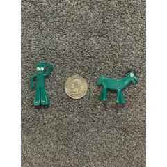 Vintage Gumby & Pokey Figurine Set 1970s–80s 🐴 Teal & Brown Bendable Toy Characters 🟢 Classic Claymation Collectibles