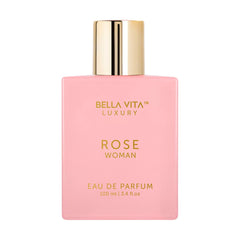 Bellavita Luxury ROSE Eau de Parfum | 100 ml (3.4 fl.oz.) | Perfume for Women | Fresh, Floral Peach, Jasmine, and Ambery Musk Notes | Long Lasting Women's Day Special Fragrance